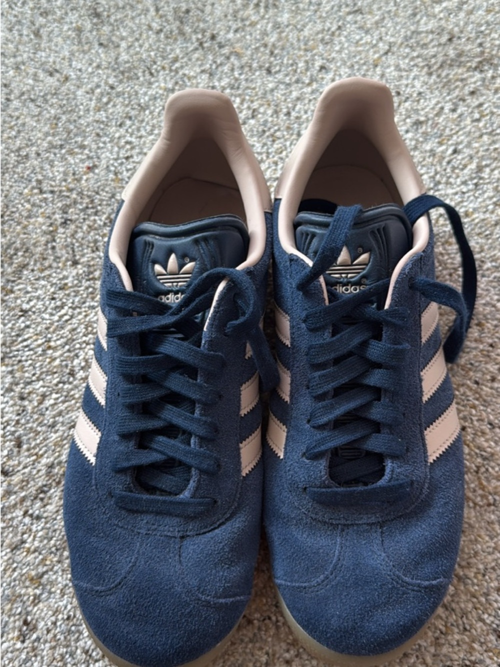 adidas Navy Suede Sneakers with Tan Stripes